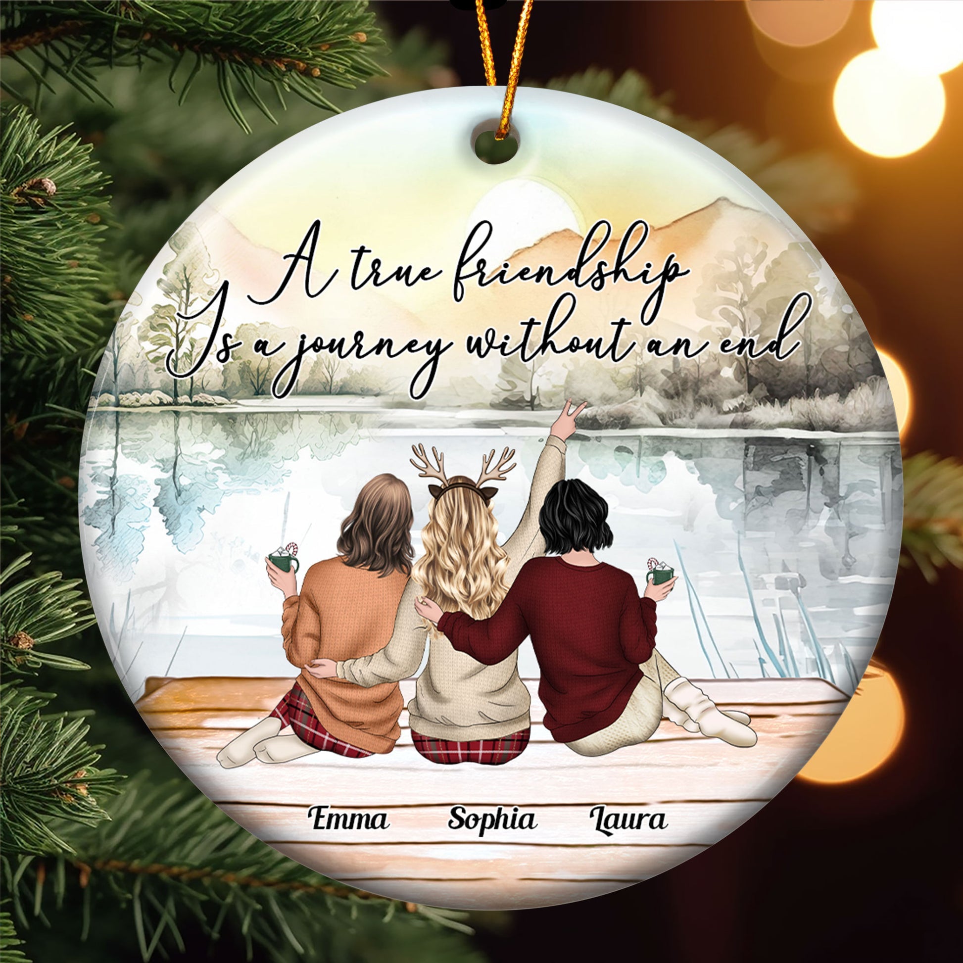 A True Friendship Is A Journey Without An End Personalized Ceramic Ornament_2_e72966c8 7713 4374 bb4b 1e488a4d6ce0