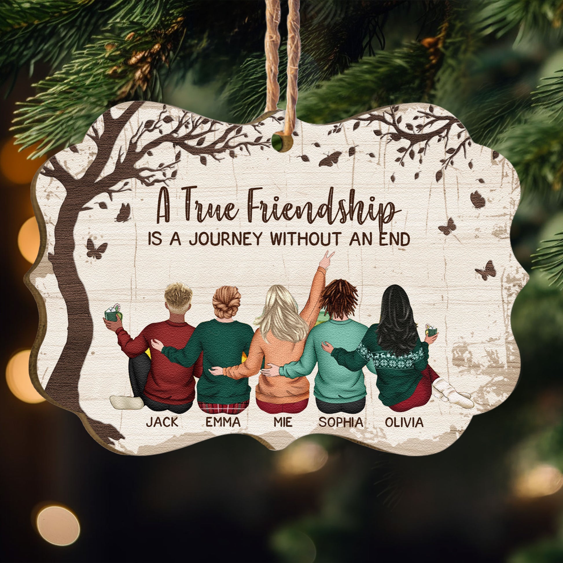 A True Friendship Is A Journey Without An End Personalized Wooden Ornament_1