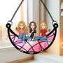 Best Friends Sitting On The Moon Personalized Window Hanging Suncatcher Ornament_1