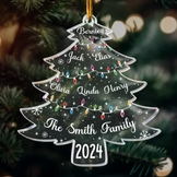 Christmas Tree With Family Names And Led Lights Personalized Acrylic Ornament 1