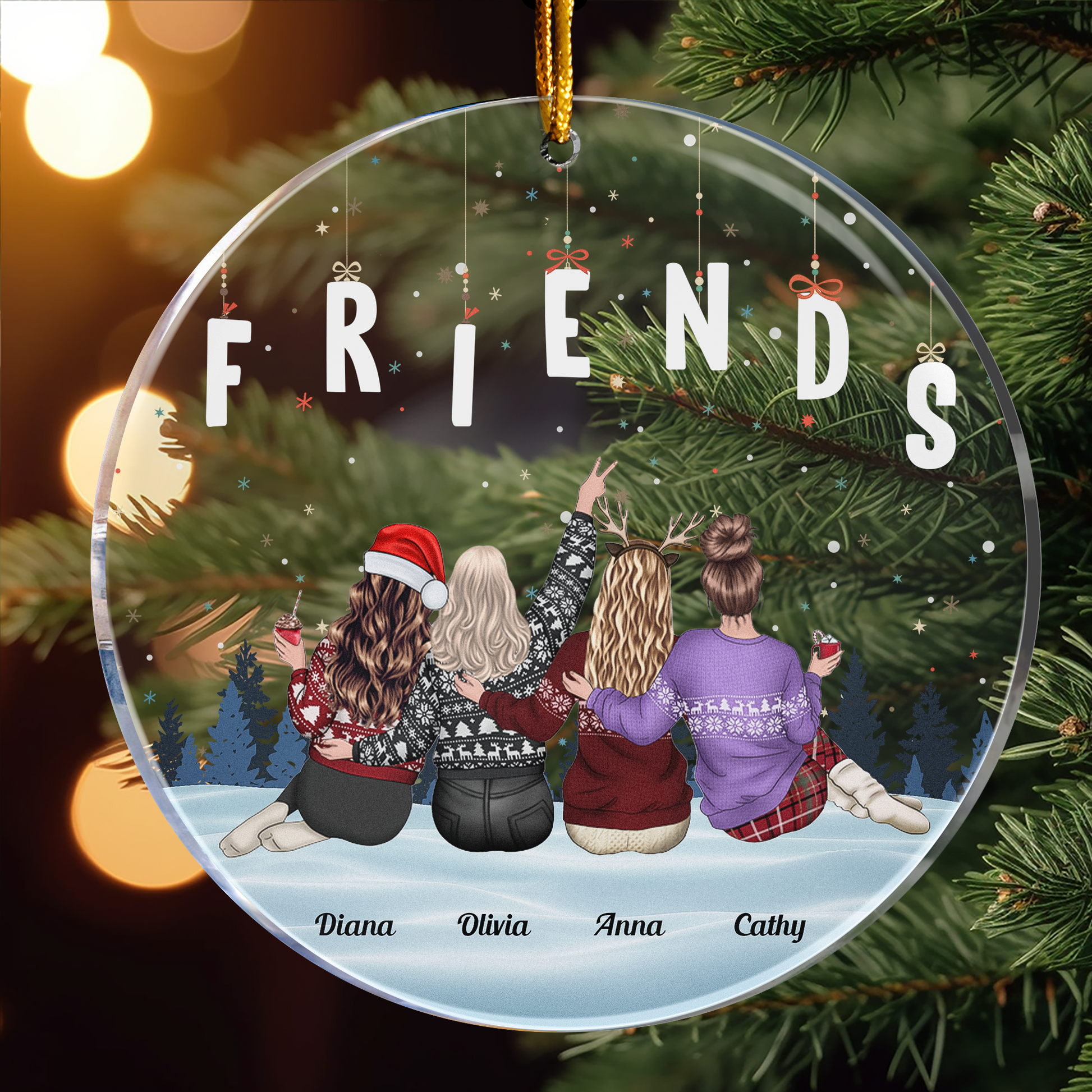 Christmas With Friends Forever Personalized Acrylic Ornament_4