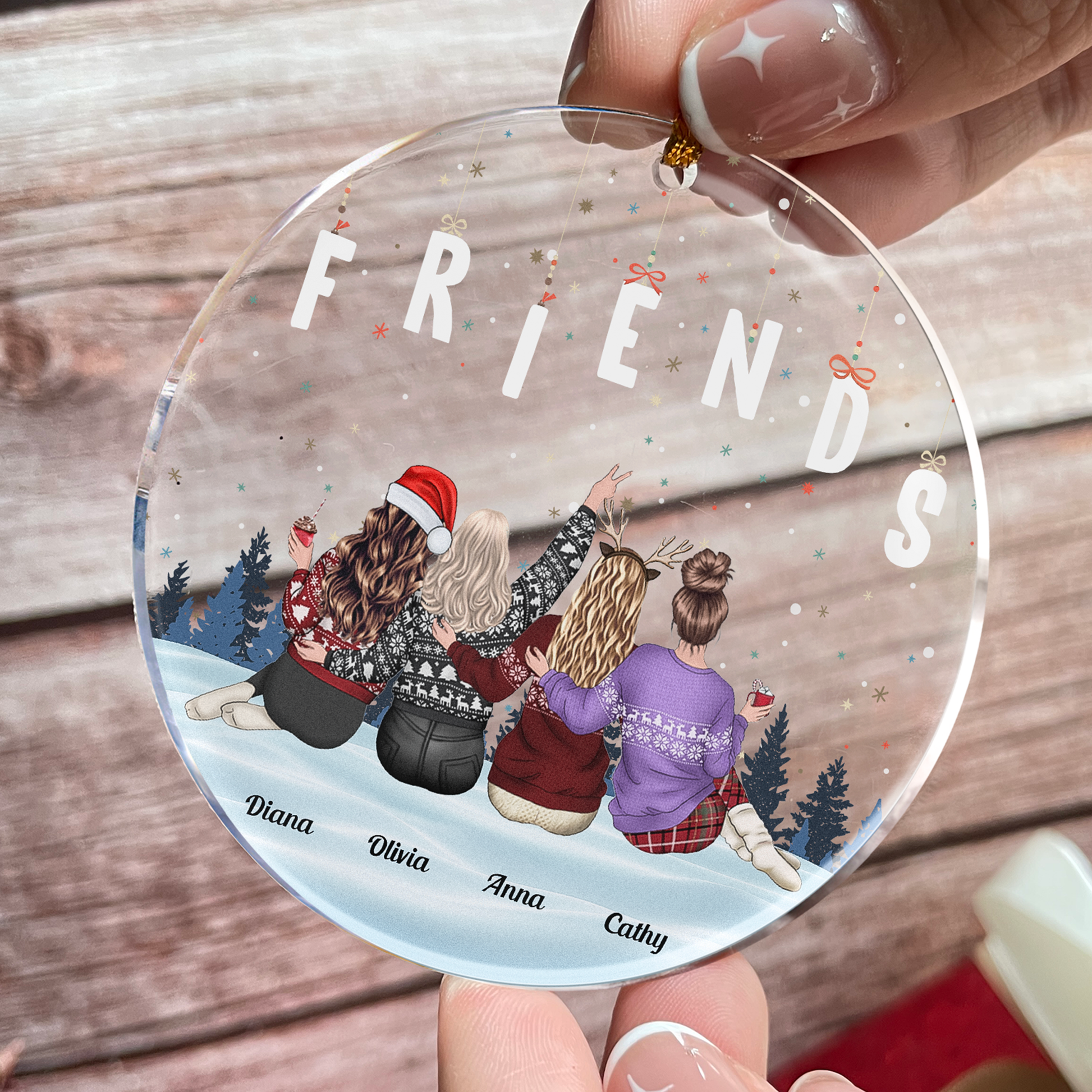 Christmas With Friends Forever Personalized Acrylic Ornament_5