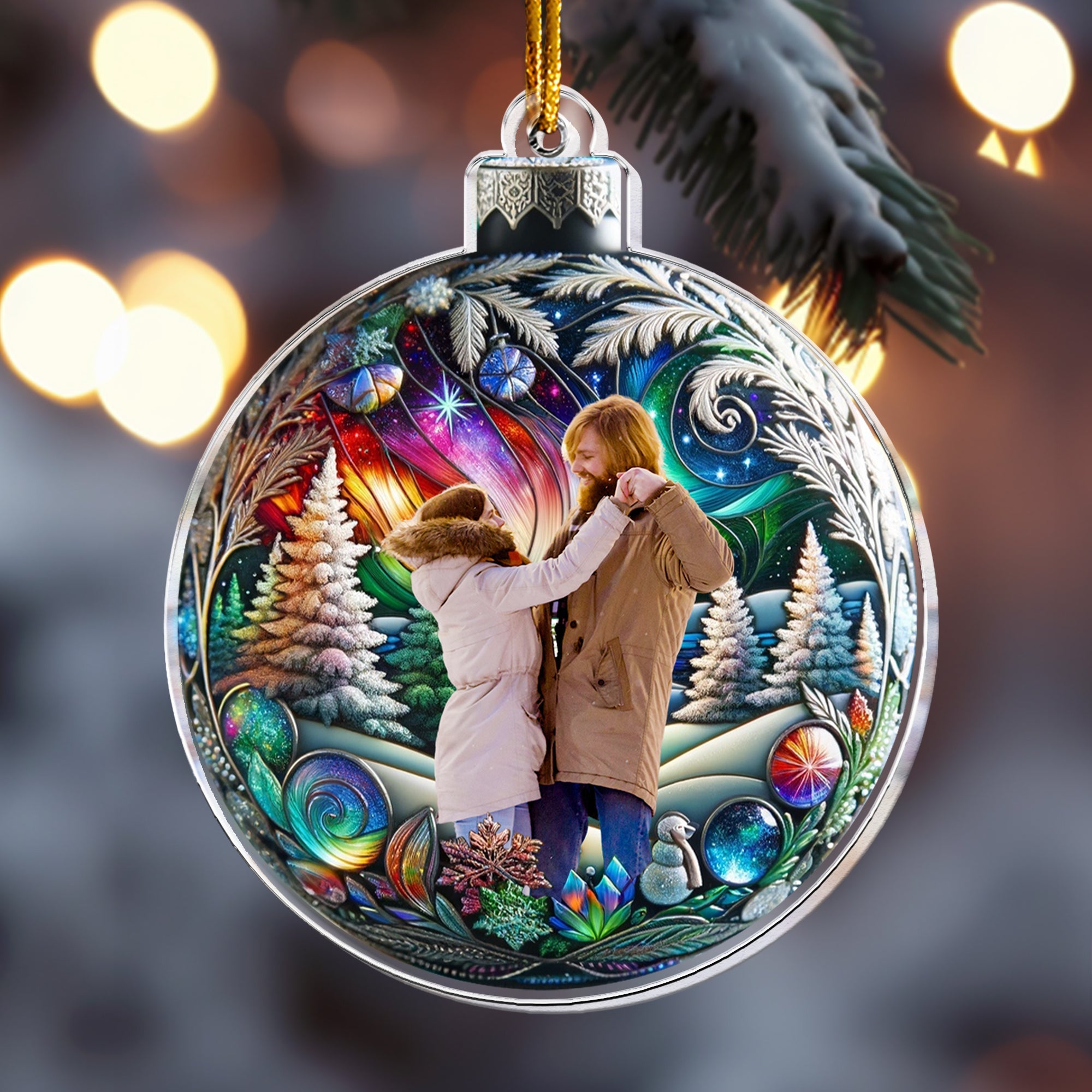 Custom Photo Family In Christmas Ball Personalized Acrylic Photo Ornament_3