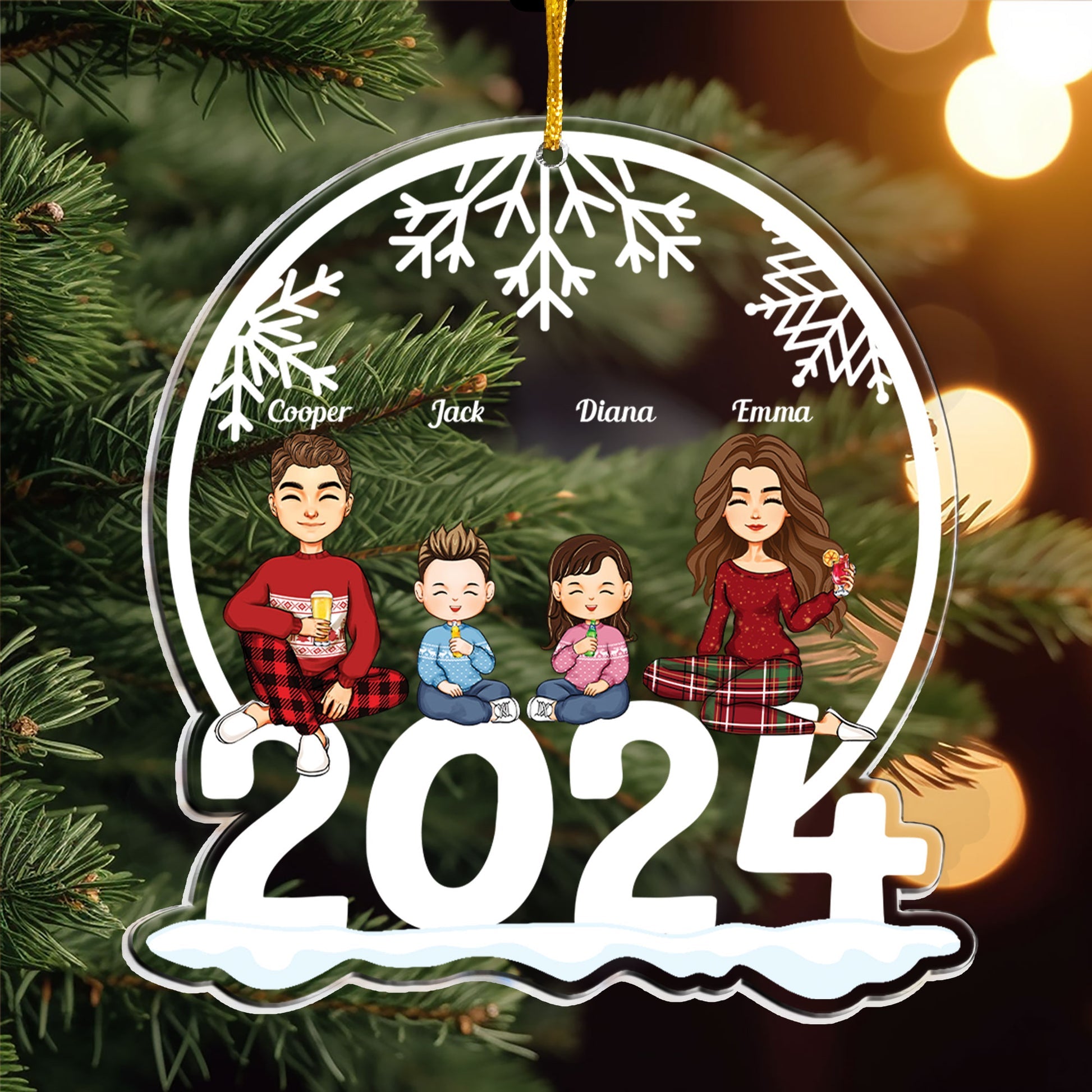 Family Jolly Happy Christmas Personalized 2024 Shaped Acrylic Ornament _1