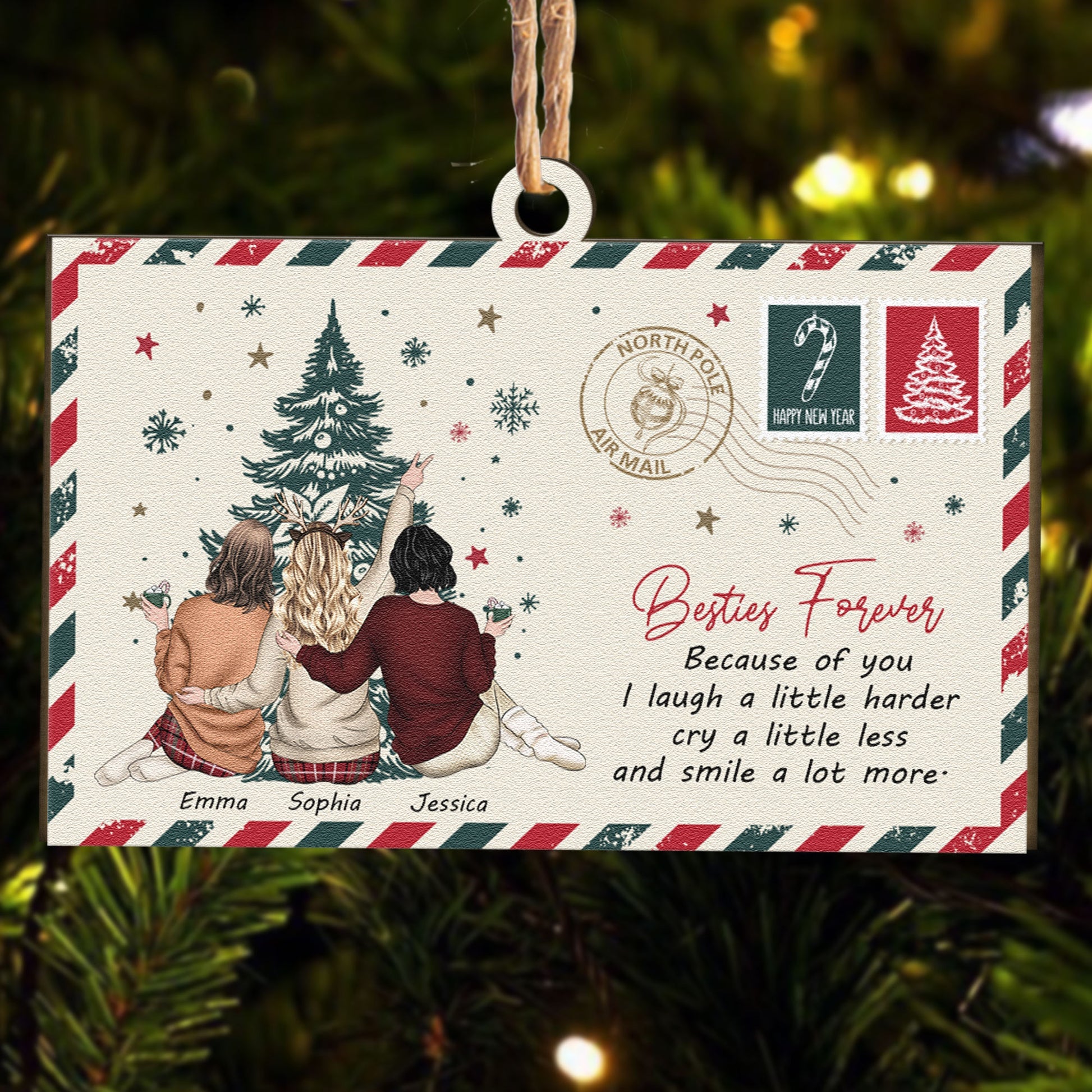 Friendship Christmas Mail Postcard Thank You Gifts Personalized Wooden Ornament_2