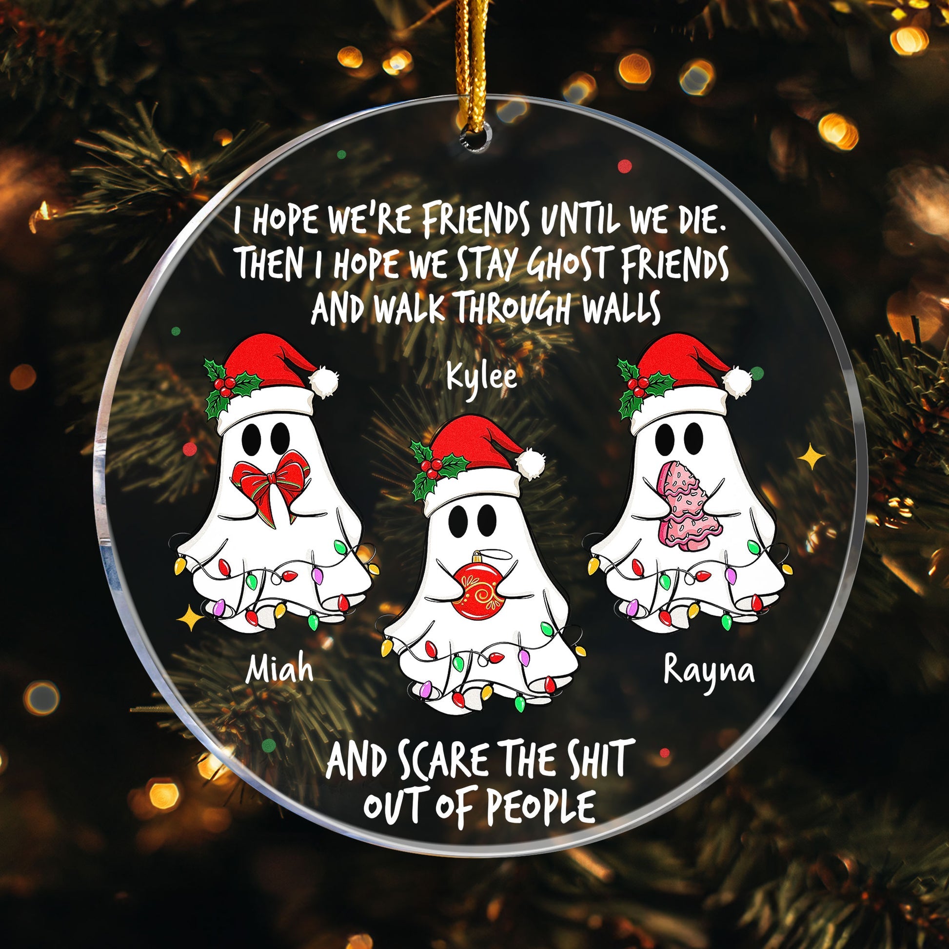 Ghost Friends Funny Christmas Personalized Acrylic Ornament_3