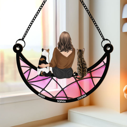 Girl And Cat Sitting On The Moon Personalized Suncatcher Ornament_1_1c2926c3 4ef9 4b94 91be d80915e6c949