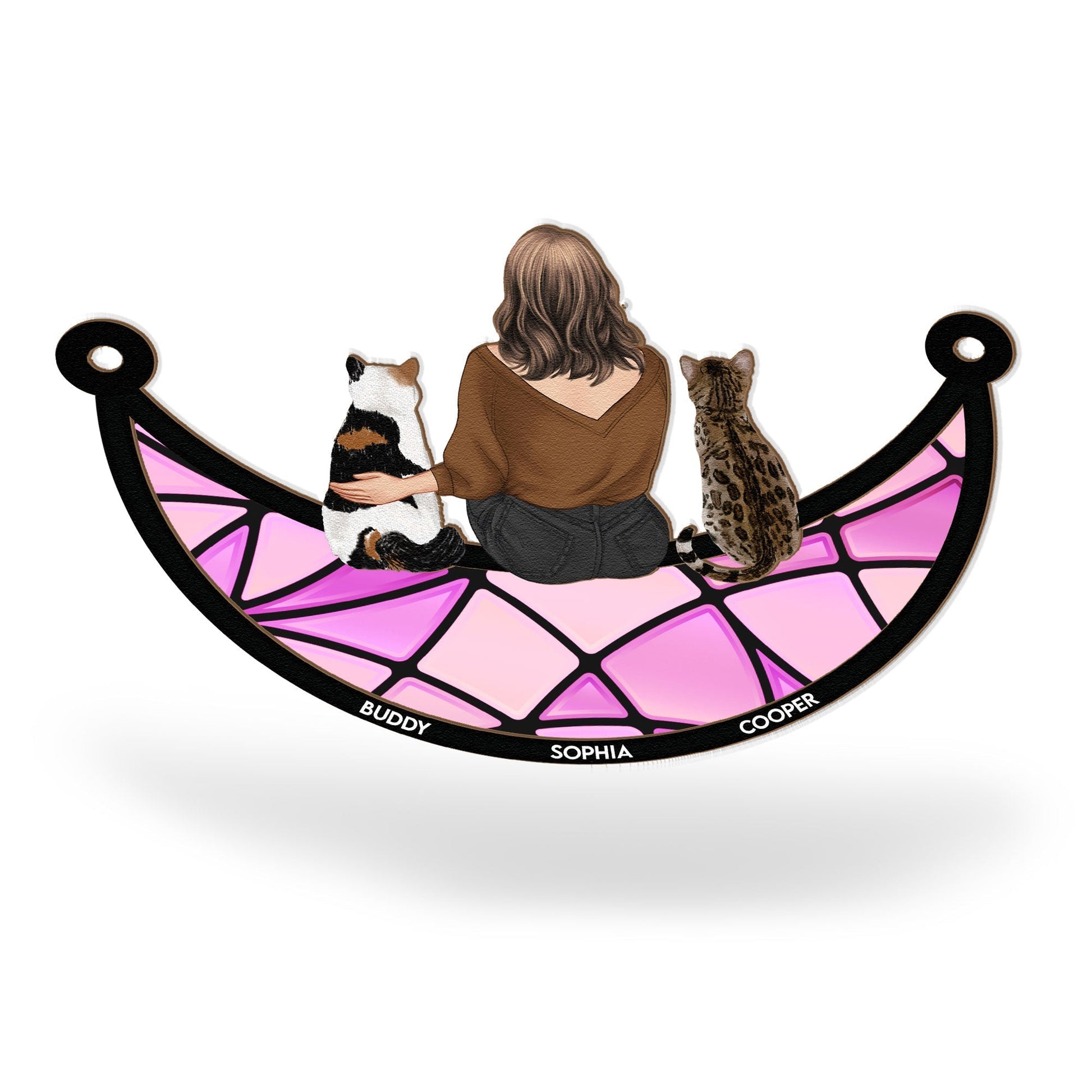 Girl And Cat Sitting On The Moon Personalized Suncatcher Ornament_4_3c47f1d1 eab4 44cd 89fb 6480f1fbd849