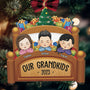 Grandkids Family Joyful Xmas In Bed Personalized Custom Shaped Wooden Ornament _1_4f275e12 8c7a 4356 8f47 295021432452