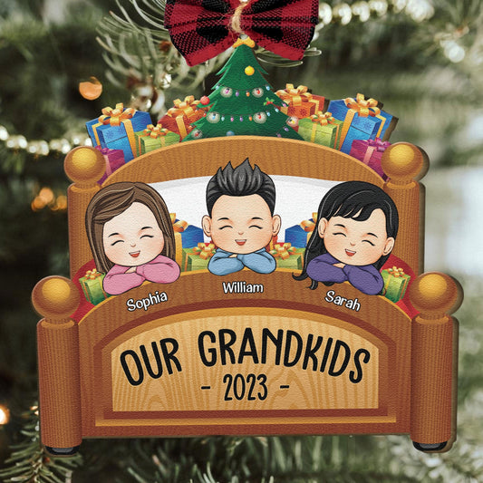 Grandkids Family Joyful Xmas In Bed Personalized Custom Shaped Wooden Ornament _2_32f0ac6a 408a 4fb7 8036 626072a43dba