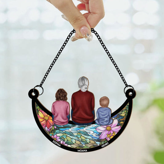 Grandma _Children On The Moon Personalized Window Hanging Suncatcher Ornament_2