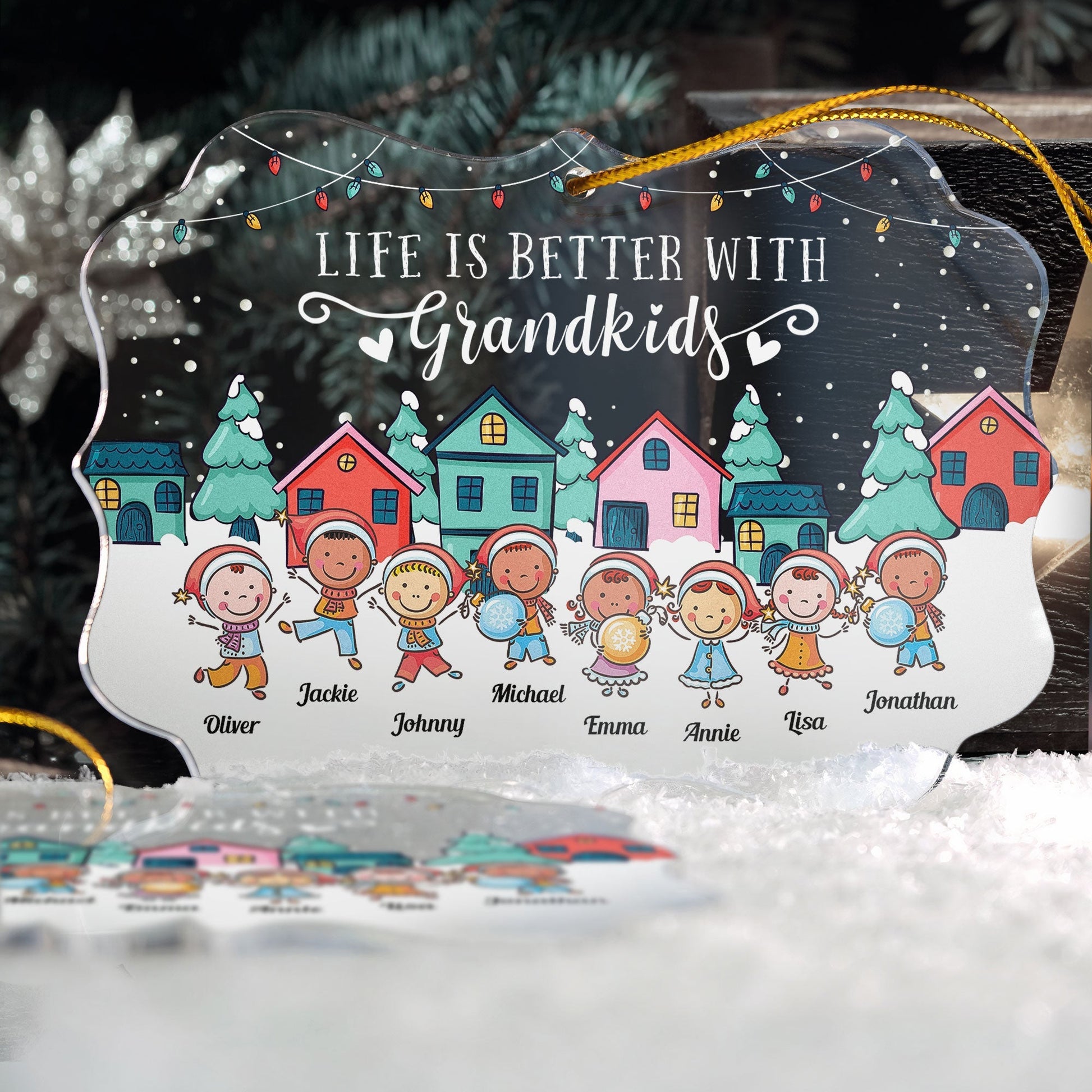 Life Is Better With Grandkids  Personalized Acrylic Ornament Christmas New Year Gift For Grandkids Grandparents_2