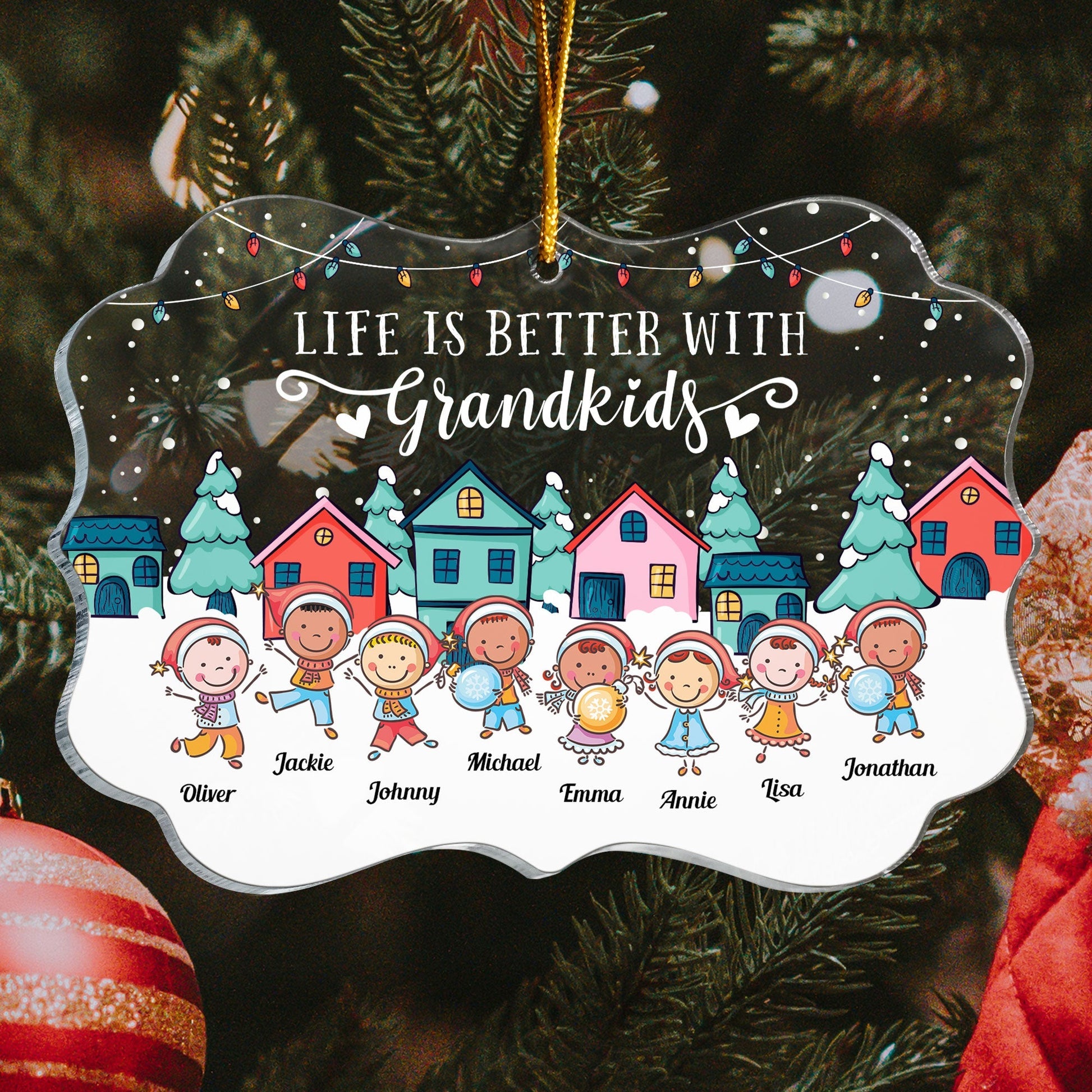 Life Is Better With Grandkids  Personalized Acrylic Ornament Christmas New Year Gift For Grandkids Grandparents_3