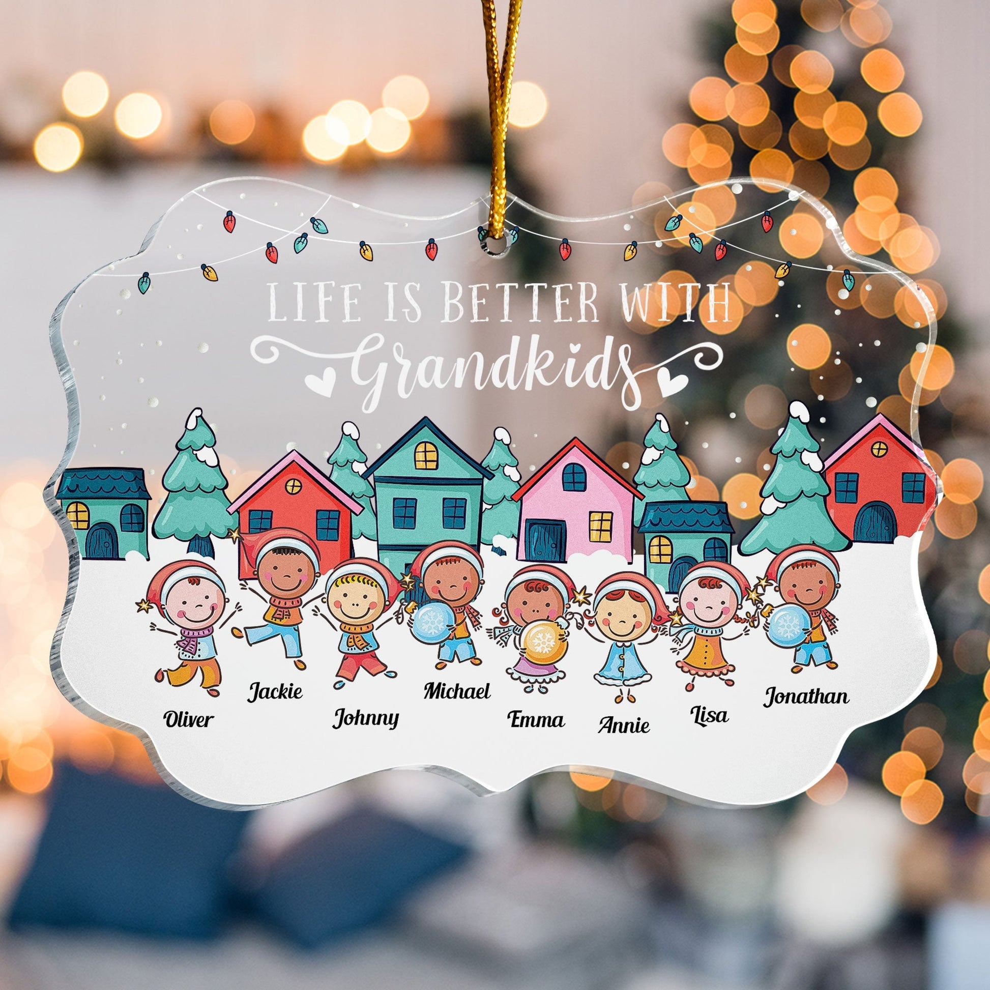 Life Is Better With Grandkids  Personalized Acrylic Ornament Christmas New Year Gift For Grandkids Grandparents_4