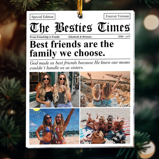 The BFF Times Friendship Gifts Newspaper Personalized Acrylic Photo Ornament_3