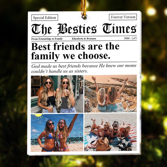 The BFF Times Friendship Gifts Newspaper Personalized Acrylic Photo Ornament_4
