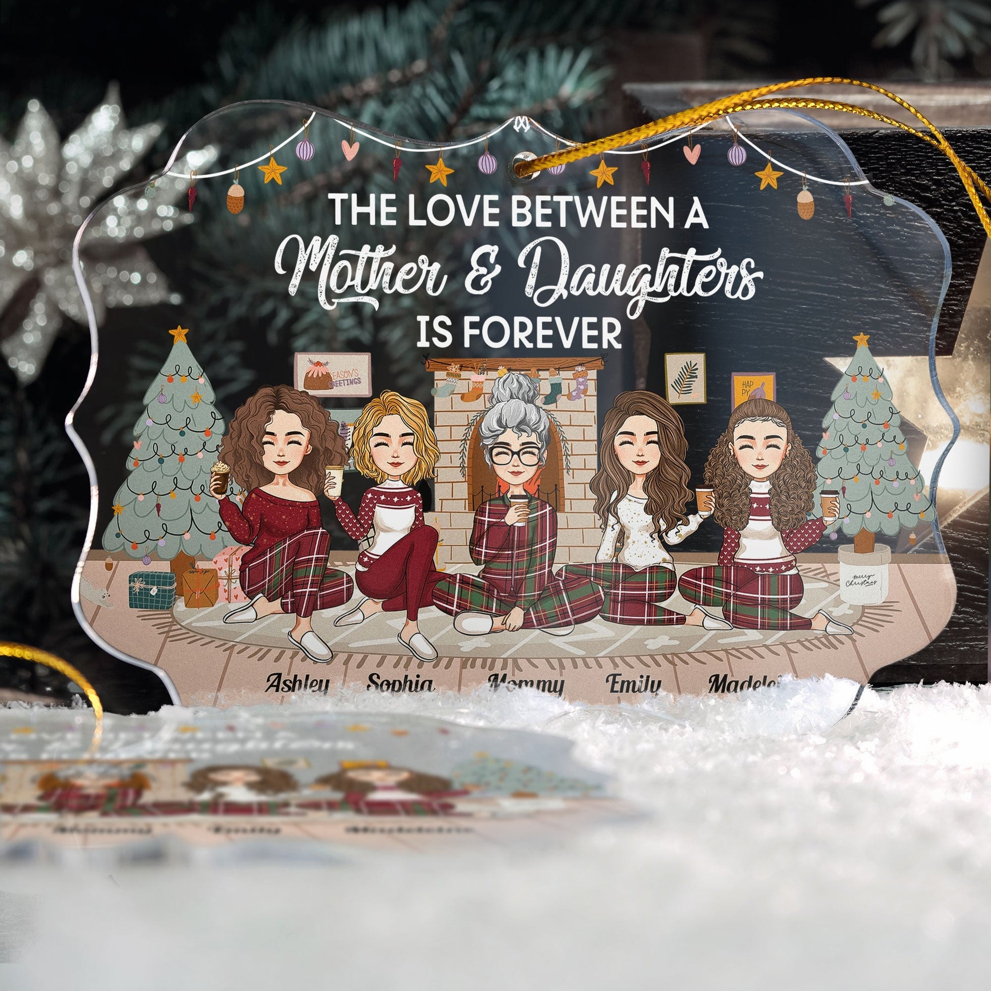 The Love Between A Mother _ Daughters Is Forever Personalized Acrylic Ornament Christmas New Year Gift For Mom Daughters _2