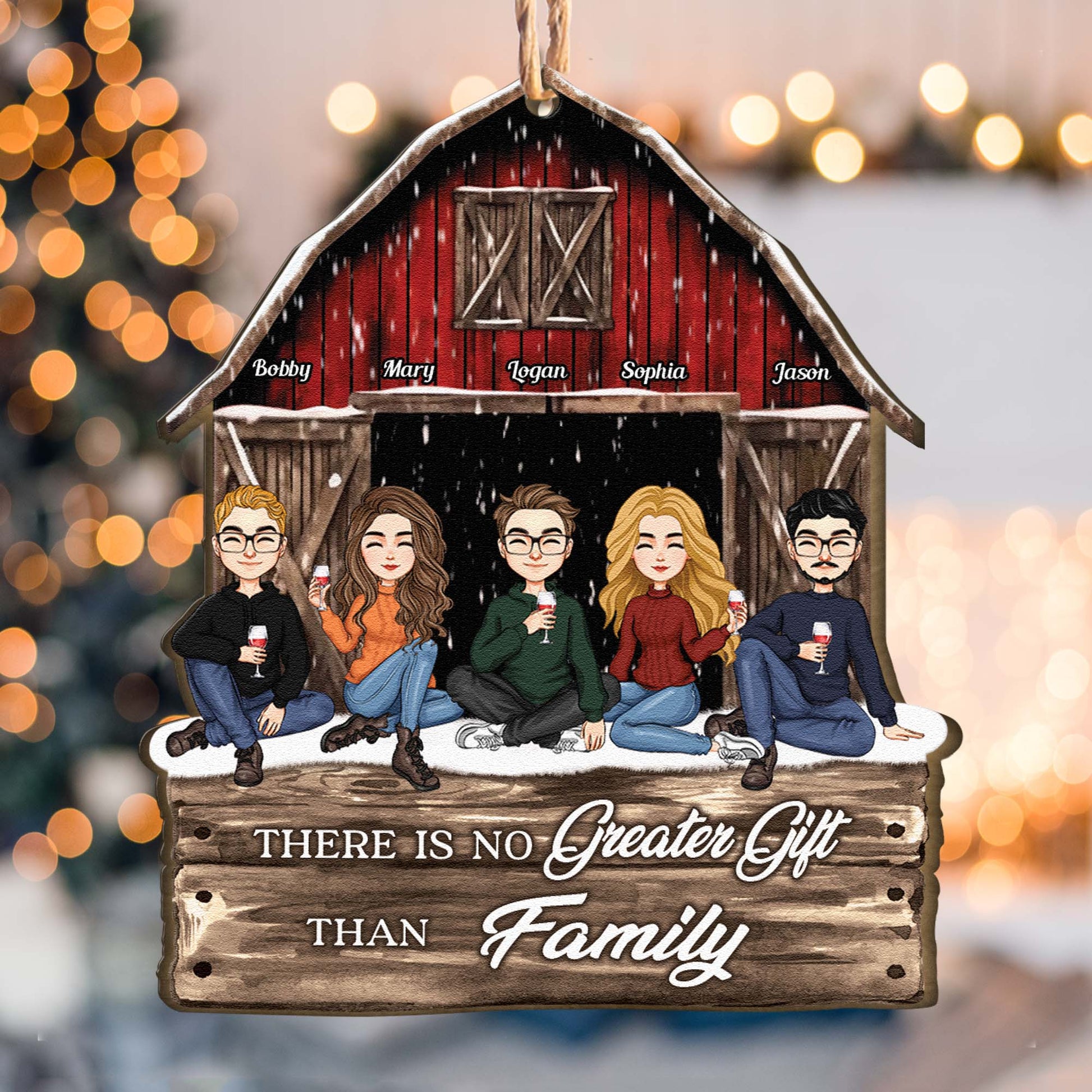 There Is No Greater Gifts Than Family Red Barn Personalized Wooden Ornament_1_d9f33141 49df 4e4c b402 2a5fc8aced53