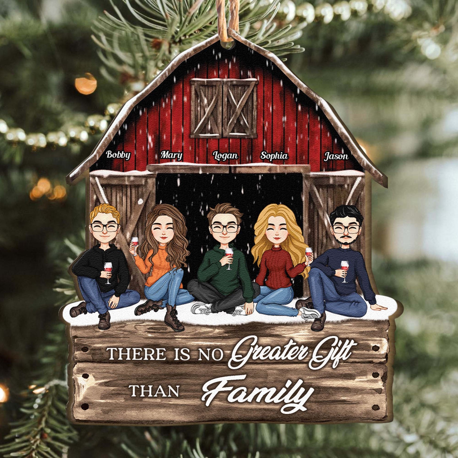 There Is No Greater Gifts Than Family Red Barn Personalized Wooden Ornament_2_079bc97b 9241 4b26 a8b5 a94704010736